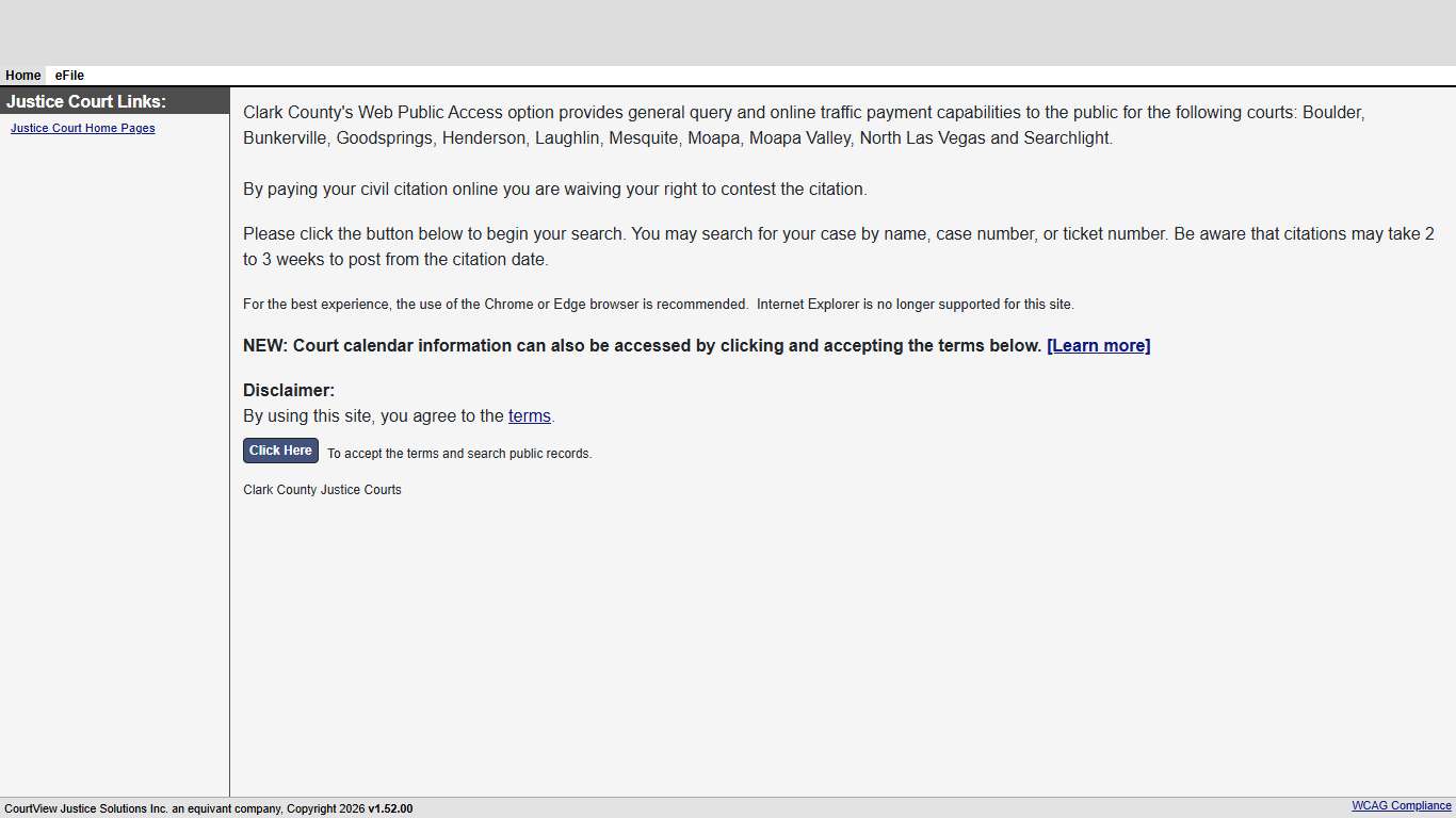 Welcome Page - Clark County Justice Court Case Search